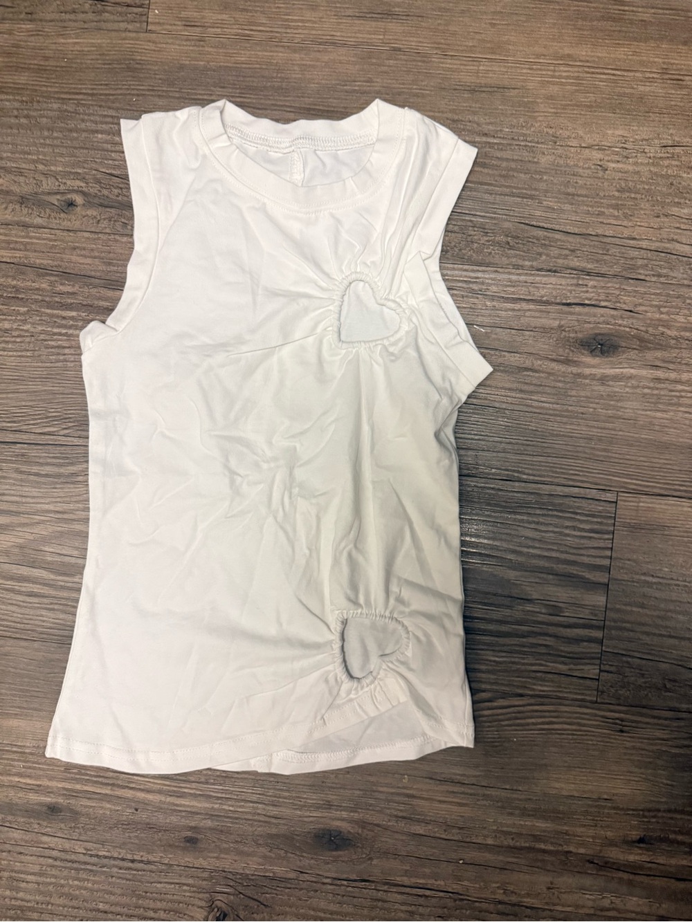 Women's White Sleeveless Tank with Heart Cutouts